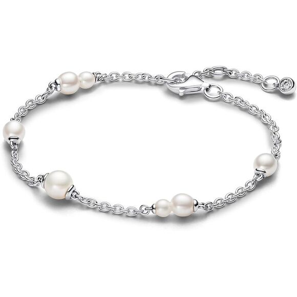 Pandora Treated Freshwater Cultured Pearl Station Chain Bracelet - Picture 1 of 3